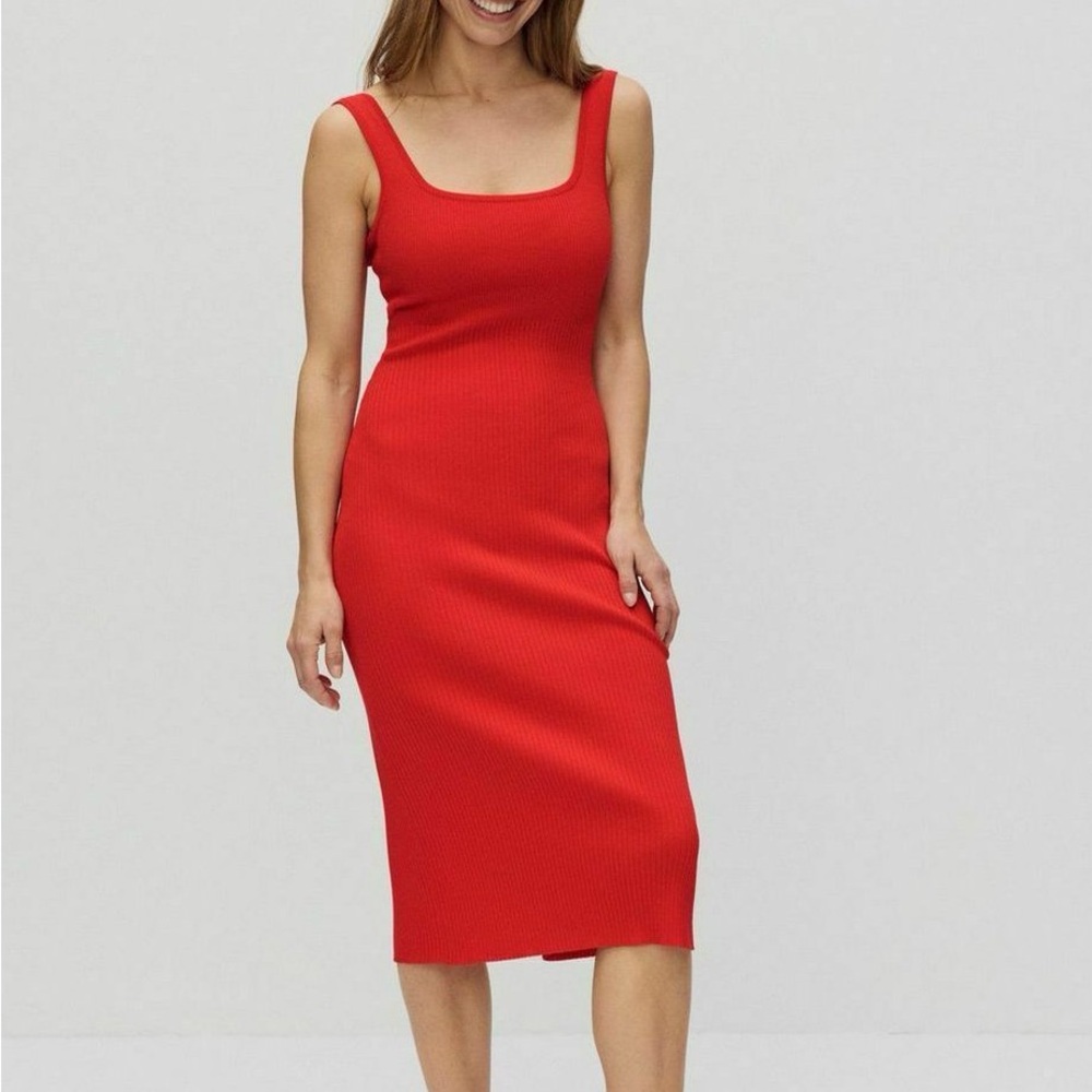 Dobber (Swedish brand) Bold Bodycon Red Midi Dress